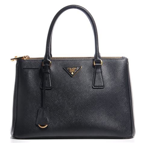 prada saffiano lux small double zip tote nero black